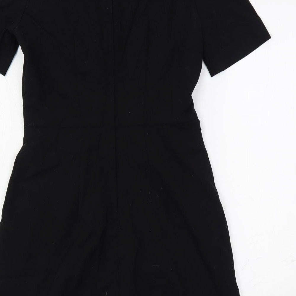 H&M Womens Black Polyester A-Line Size 10 Round Neck Zip