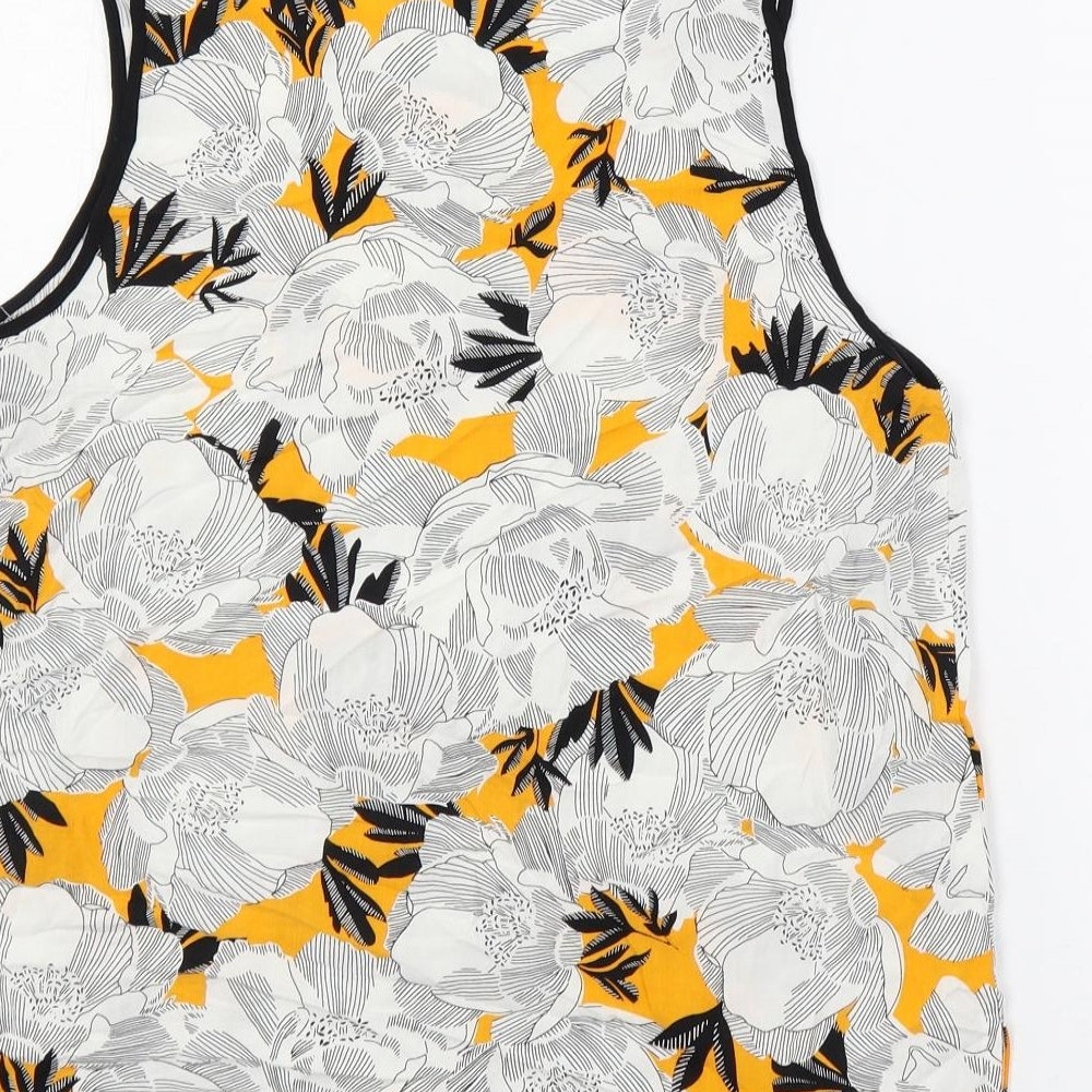 Dorothy Perkins Womens White Geometric Viscose Basic Tank Size 10 Boat Neck