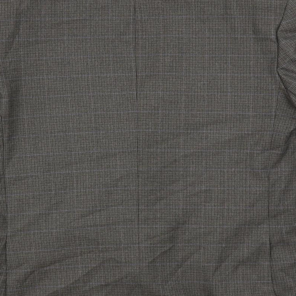 Marks & Spencer Mens Grey Geometric Polyester Jacket Suit Jacket Size 44 Regular