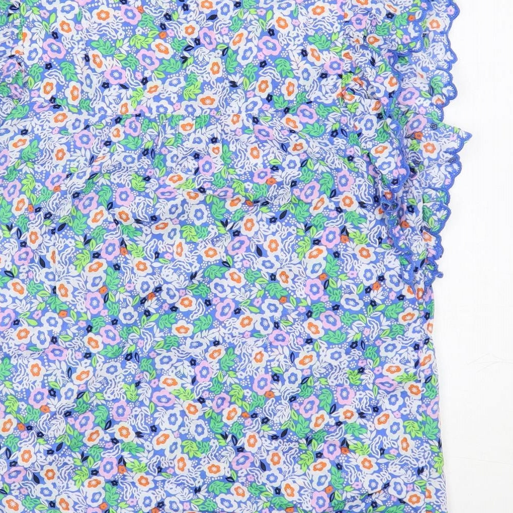 Marks & Spencer Womens Multicoloured Floral Cotton Basic Blouse Size 6 V-Neck - Ruffle