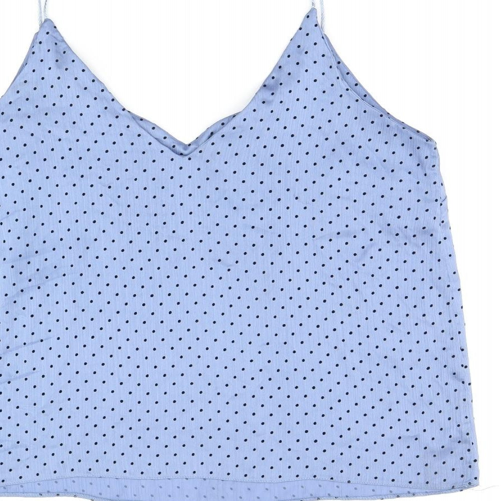 New Look Womens Blue Polka Dot Polyester Camisole Tank Size 14 V-Neck