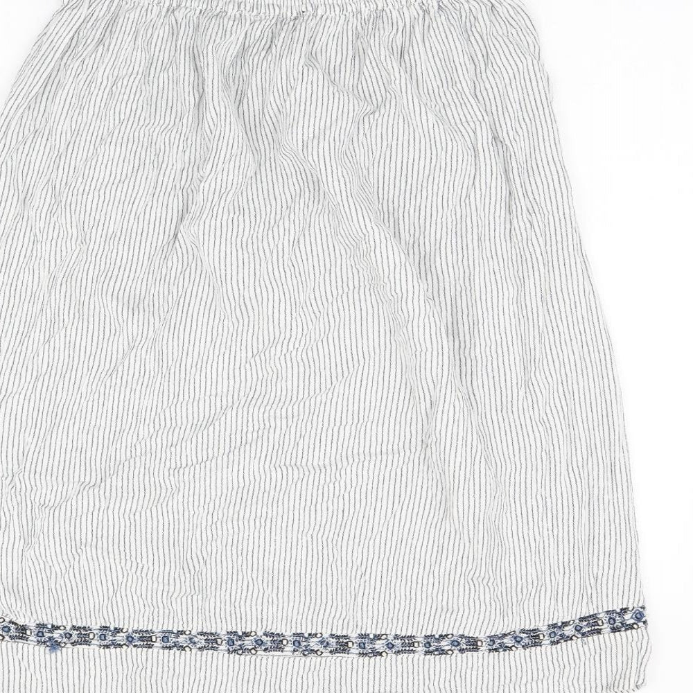 Marks & Spencer Womens White Striped Viscose Swing Skirt Size 8