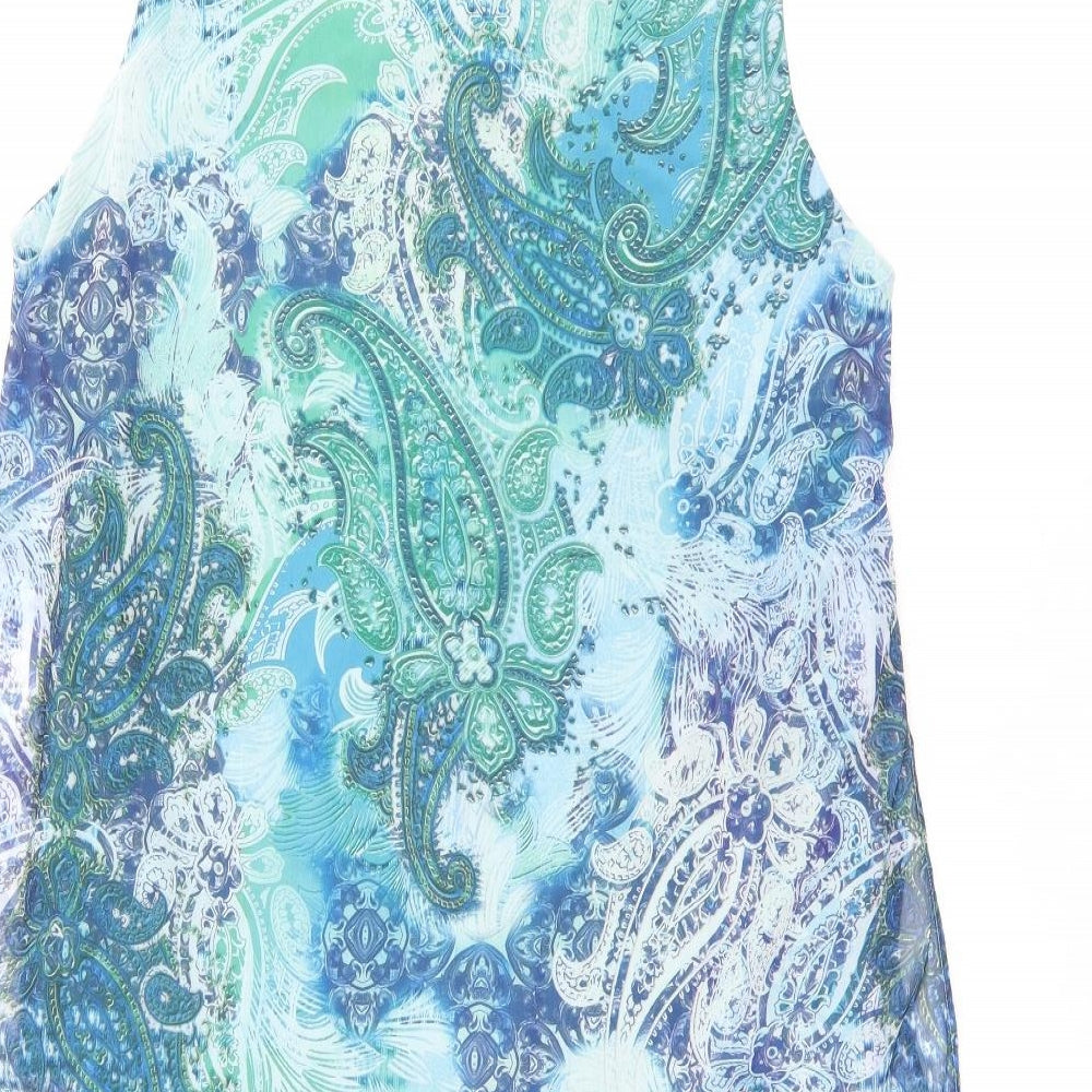 Millers Womens Blue Paisley Polyester Basic Blouse Size 14 Round Neck