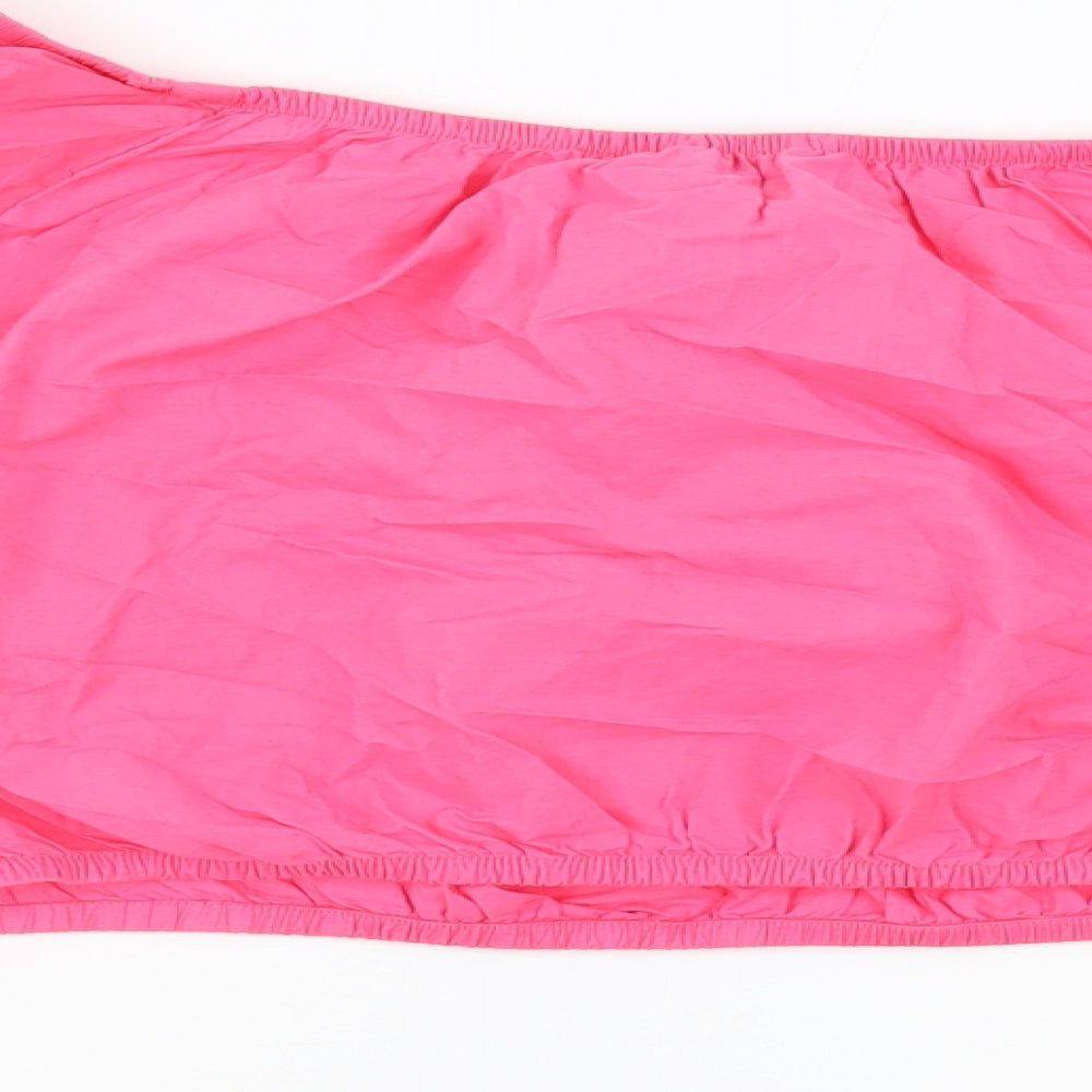 Marks and Spencer Womens Pink 100% Cotton Cropped Blouse Size 18 Off the Shoulder - Embroidered Flowers
