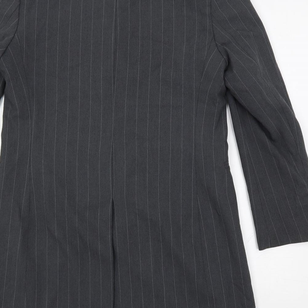 Marks & Spencer Womens Grey Striped Jacket Blazer Size 12 Button