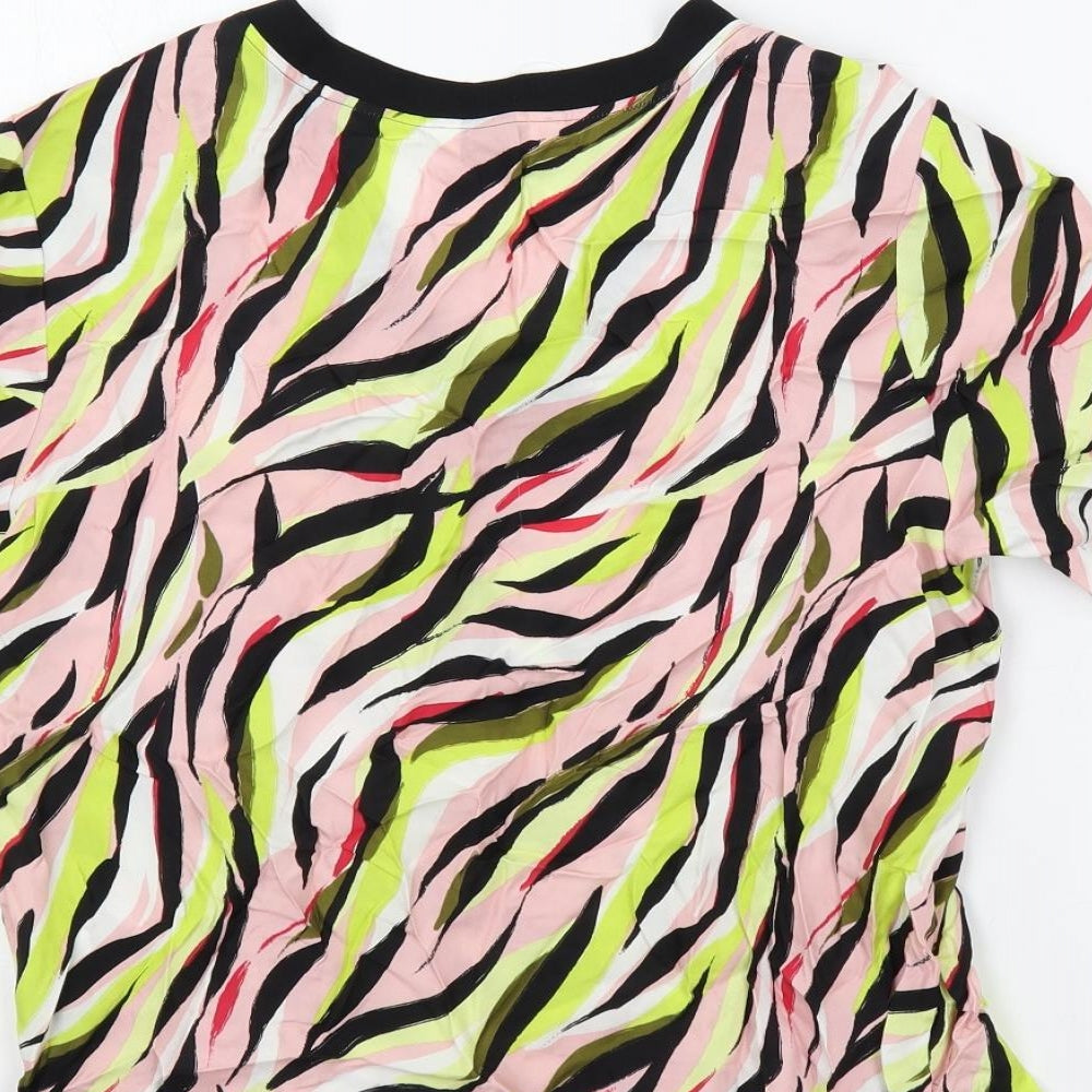 Marks & Spencer Womens Multicoloured Geometric Cupro Basic Blouse Size 10 V-Neck