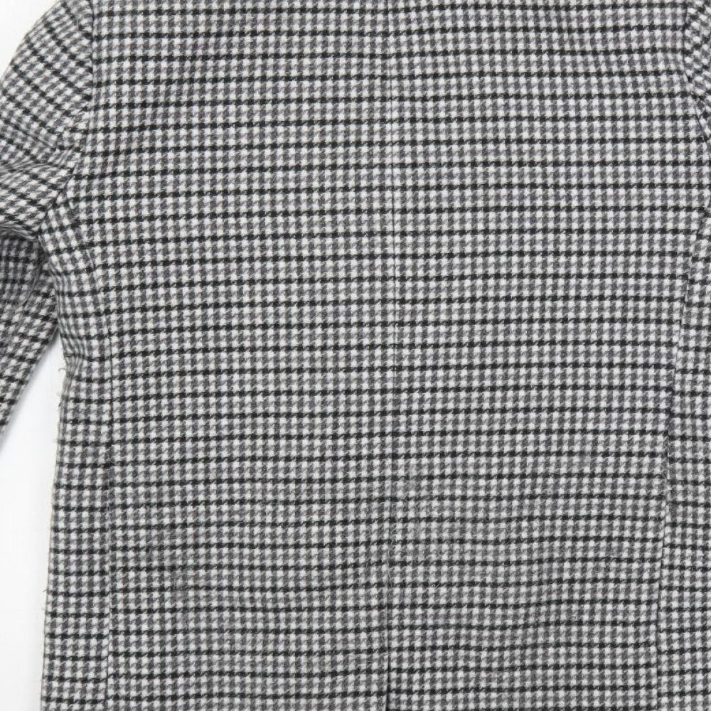 Marks & Spencer Womens Grey Geometric Pea Coat Coat Size 6 Button