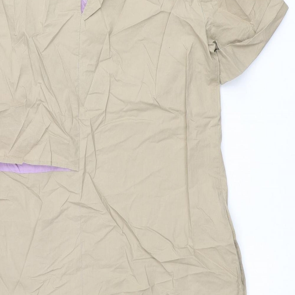 MAX&Co. Womens Beige Cotton Mini Size 10 Round Neck Zip