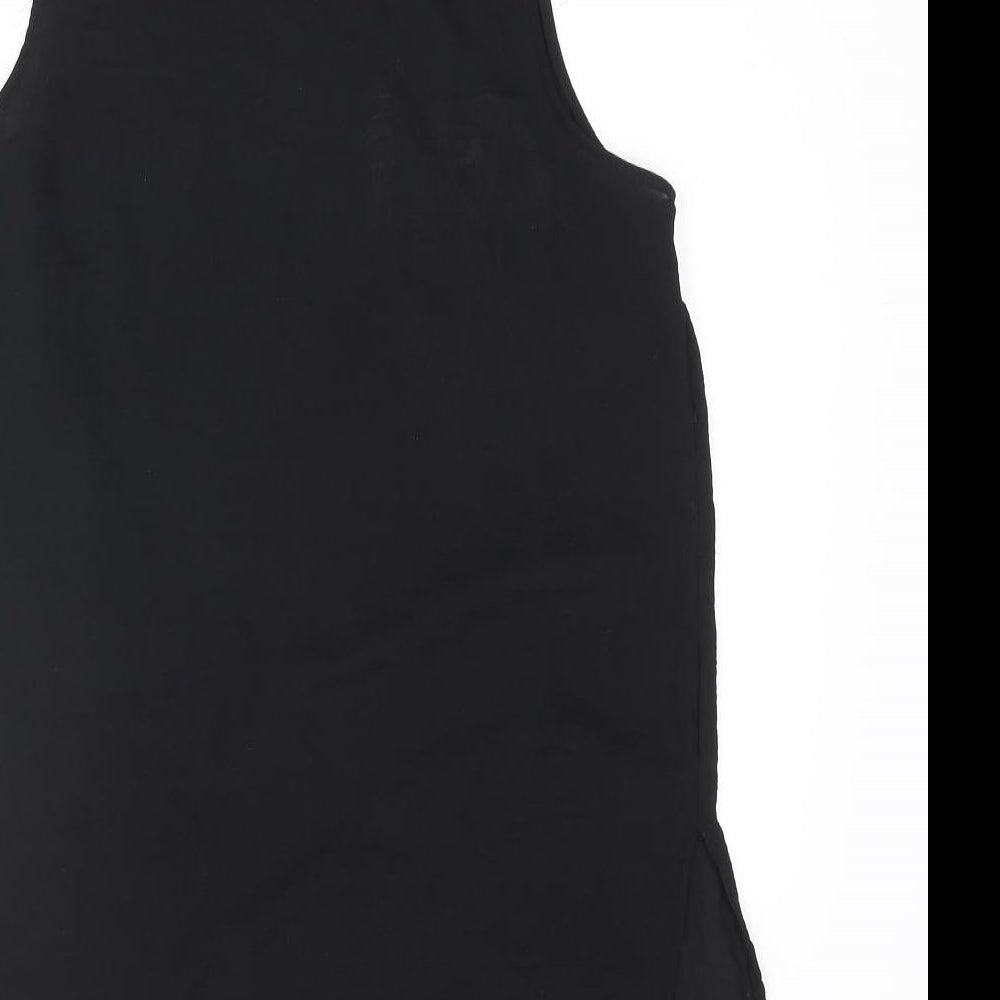 H&M Womens Black Polyester Tunic Blouse Size 8 Mock Neck - Side Slits