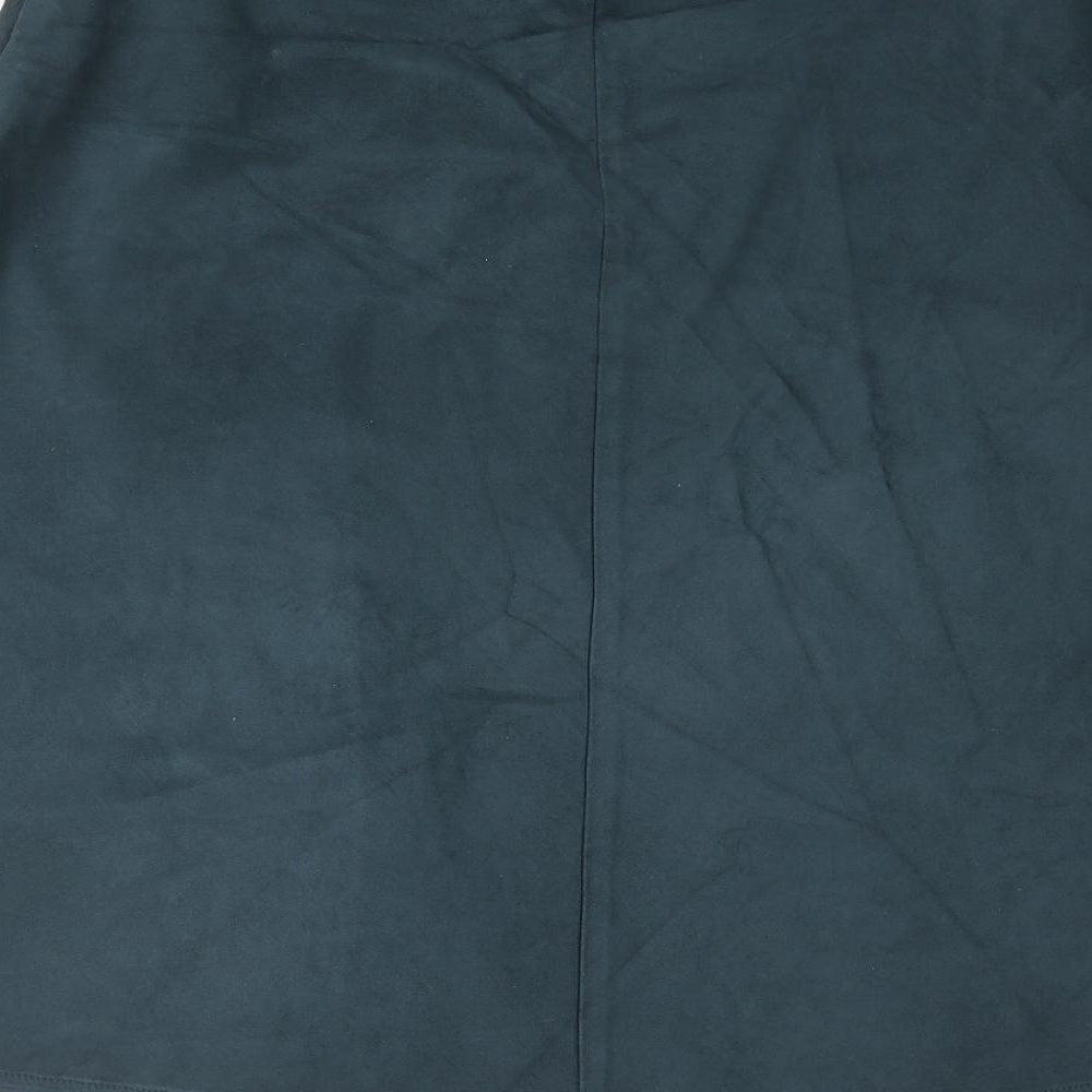 Marks & Spencer Womens Green Polyester A-Line Skirt Size 14 Zip