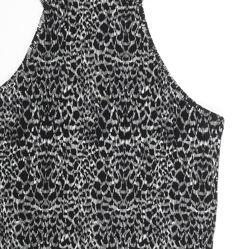 NEXT Womens Black Geometric Polyester Camisole Blouse Size 14 Square Neck