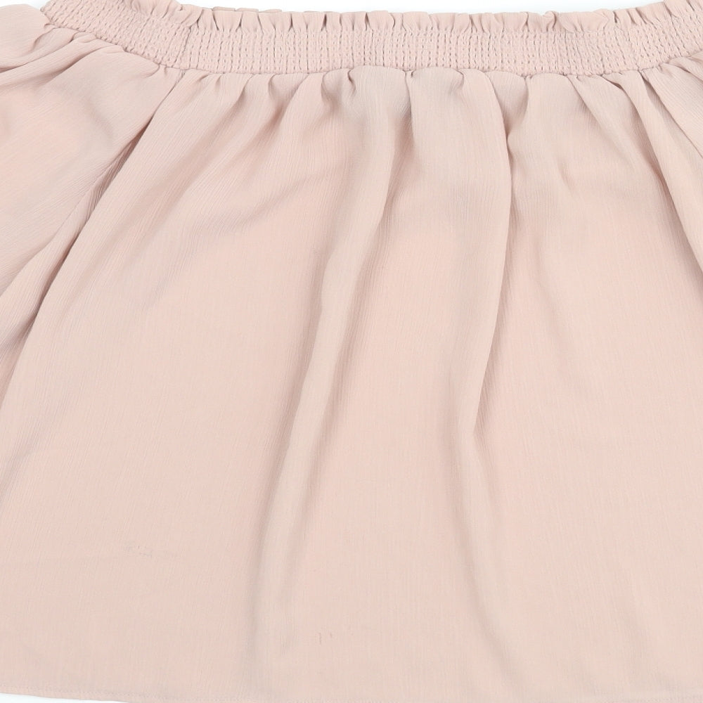 New Look Womens Pink Polyester Basic Blouse Size 14 Boat Neck - Rouched