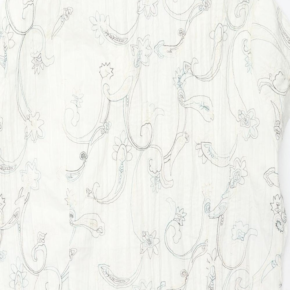 BHS Womens Ivory Geometric Polyester Basic Blouse Size 18 Collared - Embroidered