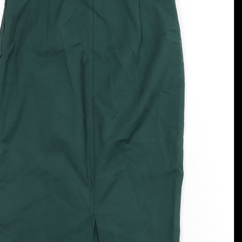 Zara Womens Green Polyester Straight & Pencil Skirt Size XS Zip - Slit