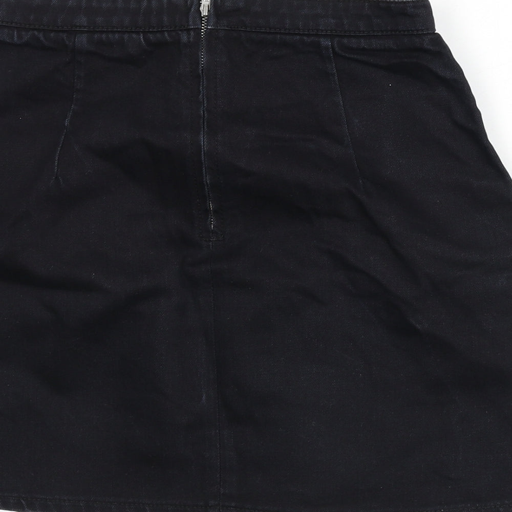 Topshop Womens Blue Animal Print Cotton A-Line Skirt Size 28 in Zip - Snake Skin Print, Faux Leather