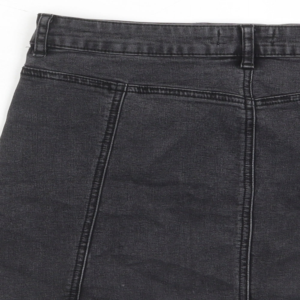 FOREVER 21 Womens Grey Cotton A-Line Skirt Size 27 in Button - Pockets
