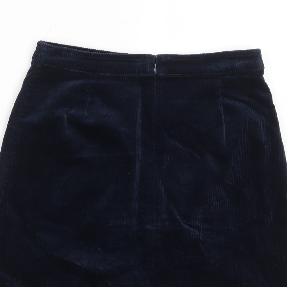 Mistral Womens Blue Cotton A-Line Skirt Size 8 Zip
