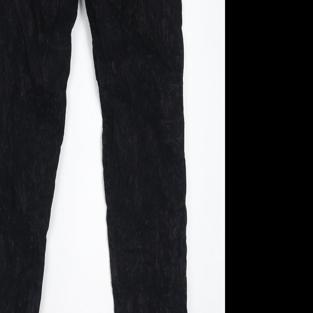 H&M Womens Black Paisley Cotton Trousers Size 8 L31 in Regular Zip