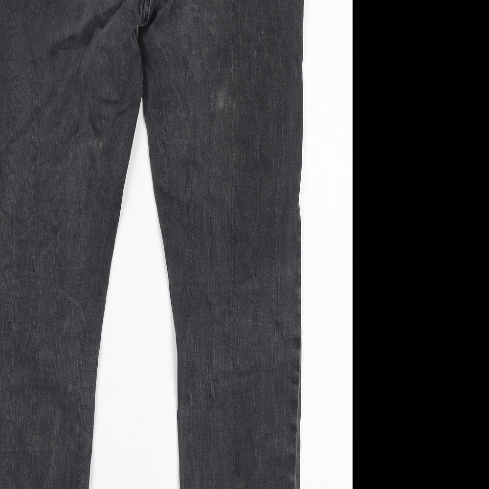 Marks & Spencer Womens Grey Cotton Skinny Jeans Size 12 L25 in Regular Zip