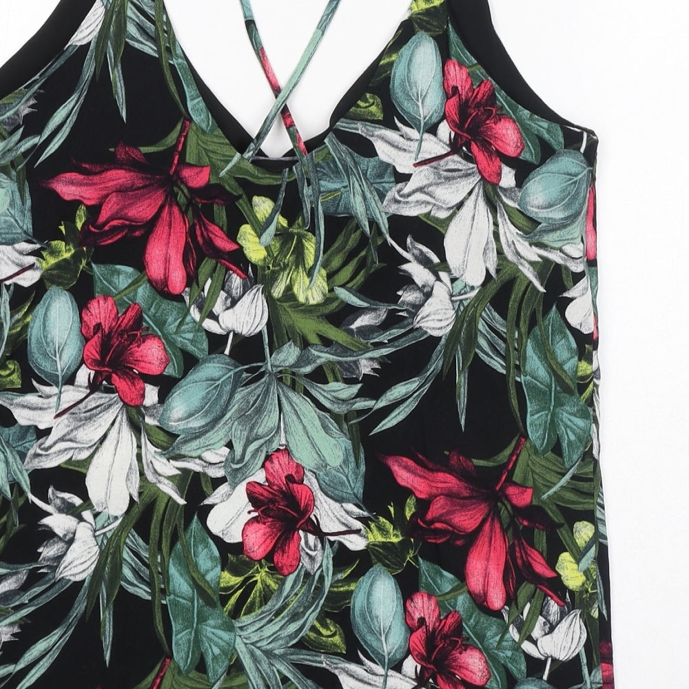 Dorothy Perkins Womens Multicoloured Floral Viscose Basic Tank Size 10 V-Neck