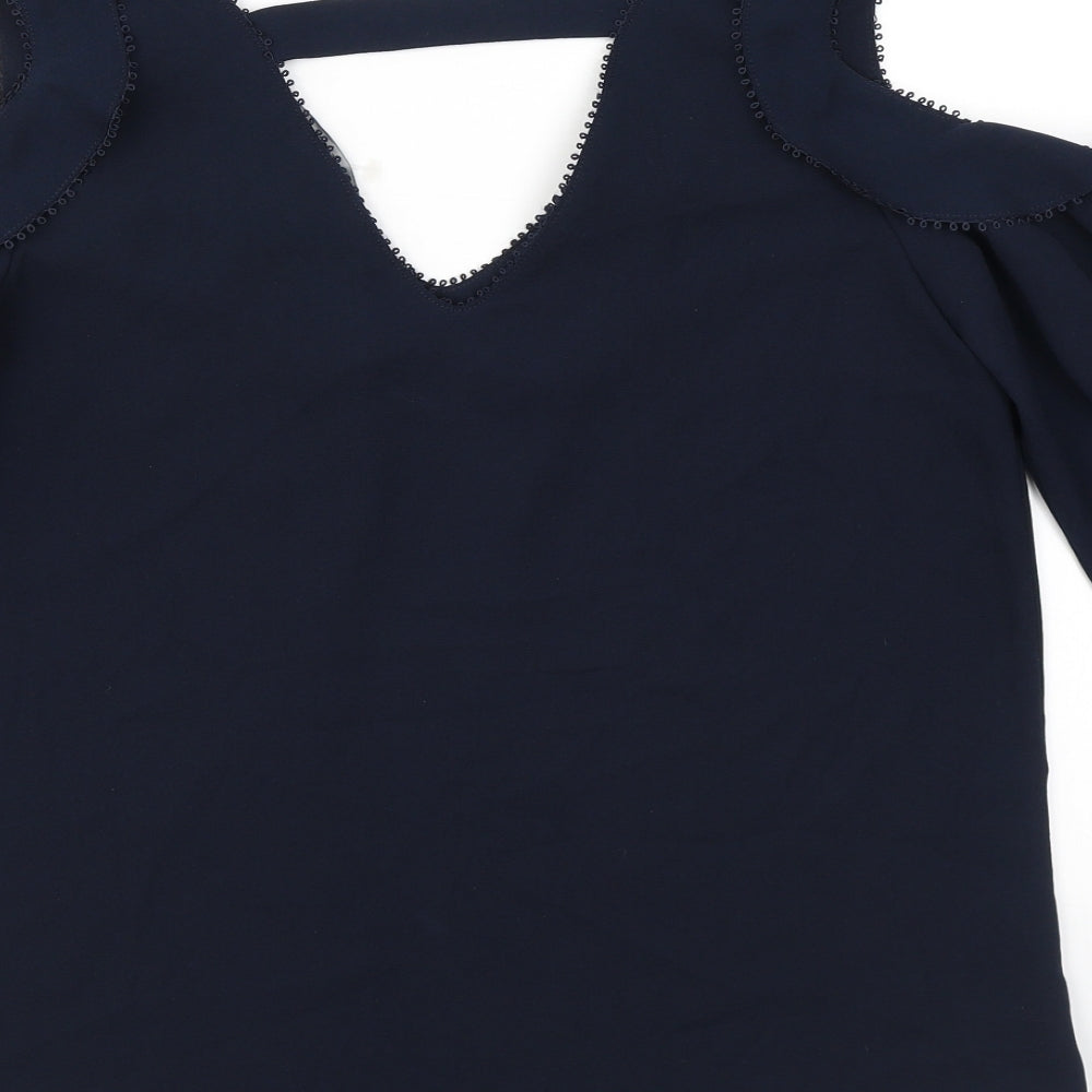 NEXT Womens Black 100% Cotton Basic Tank Size 6 V-Neck - Cold Shoulder