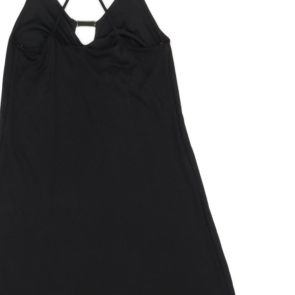 River Island Womens Black Rayon Mini Size 8 V-Neck Pullover