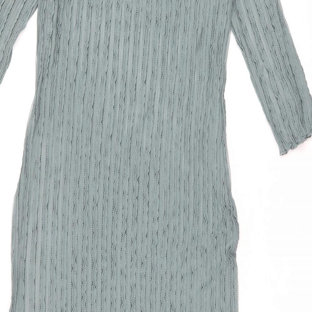 Marks & Spencer Womens Green Polyester Bodycon Size 10 Boat Neck Pullover