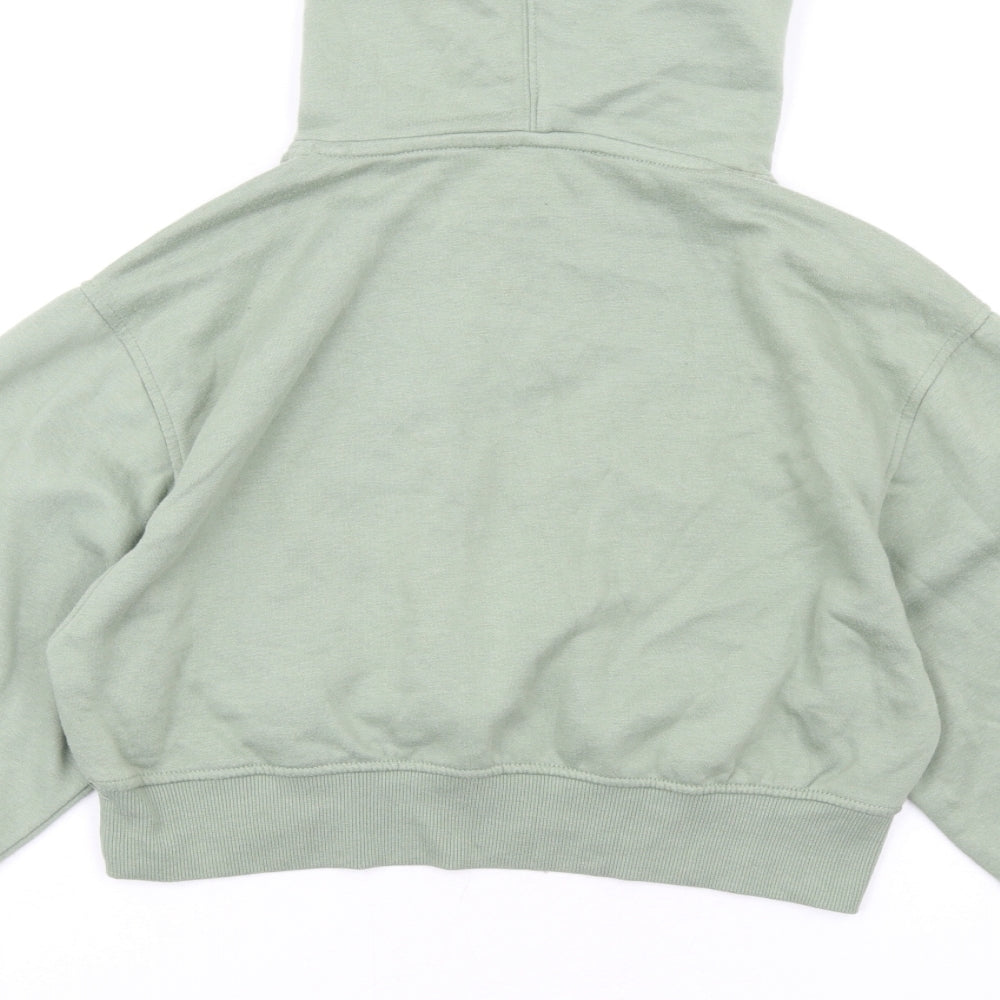 Zara Womens Green Cotton Pullover Hoodie Size M Pullover