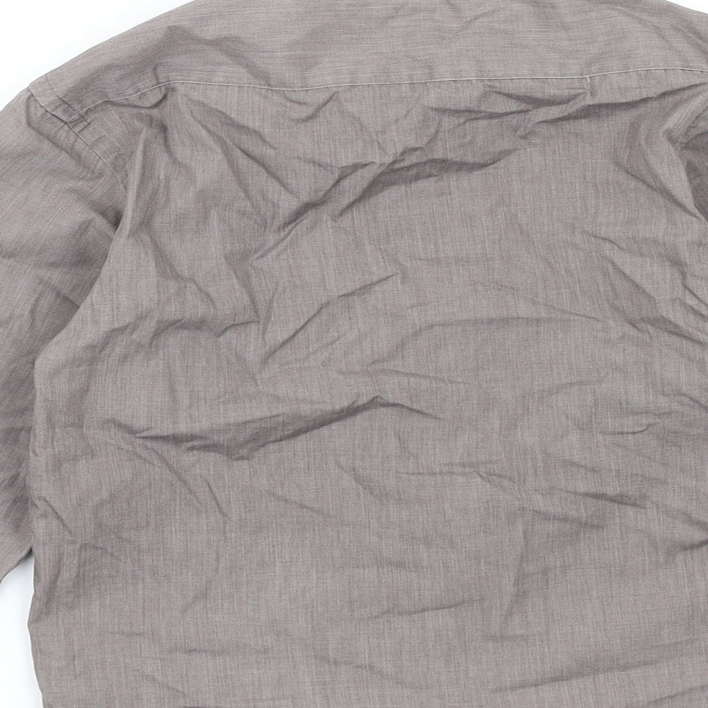 Banner Womens Grey Cotton Basic Button-Up Size 12 Collared