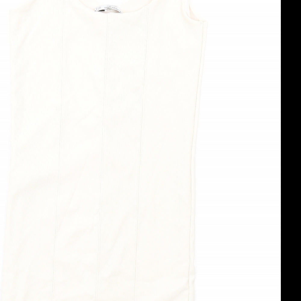 Stradivarius Womens Ivory Polyester Bodycon Size M Sweetheart Pullover