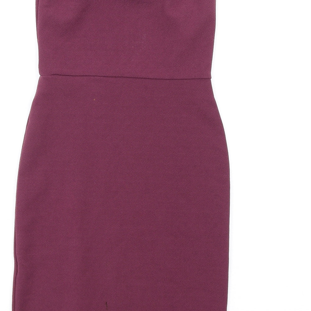 prettylitt Womens Purple Polyester Bodycon Size 8 Square Neck Pullover