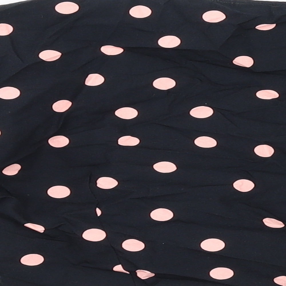 River Island Womens Black Polka Dot Cotton Basic Blouse Size 12 Sweetheart - Tie Front