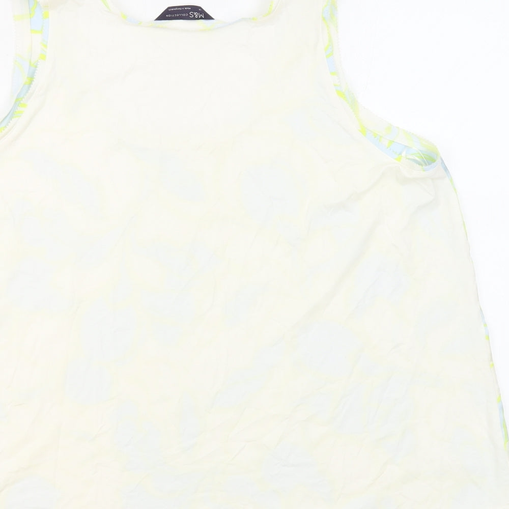 Marks & Spencer Womens Ivory Geometric Polyester Basic Tank Size 14 Boat Neck
