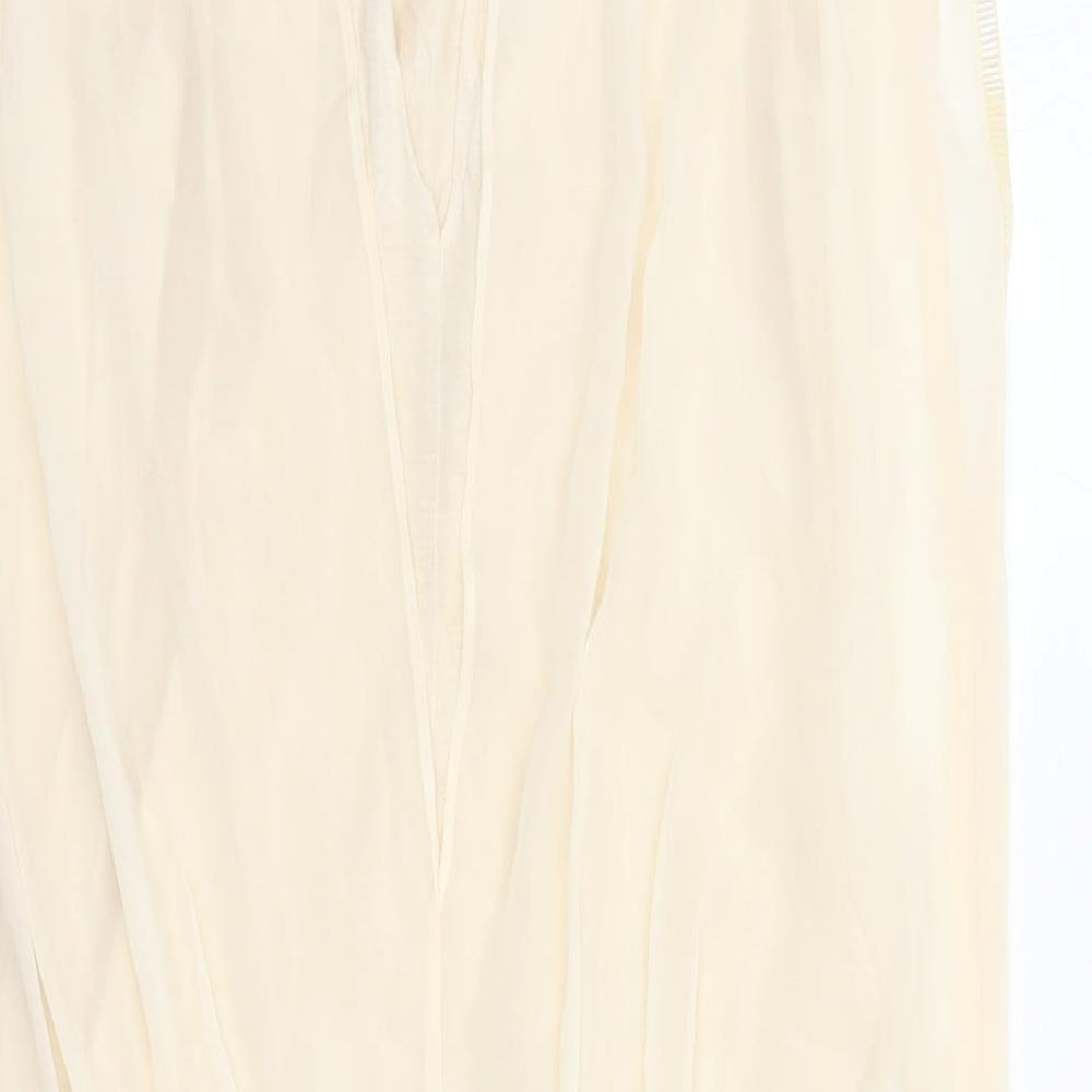 Coast Womens Beige Polyester A-Line Size 10 Round Neck Button - Sequin Detail