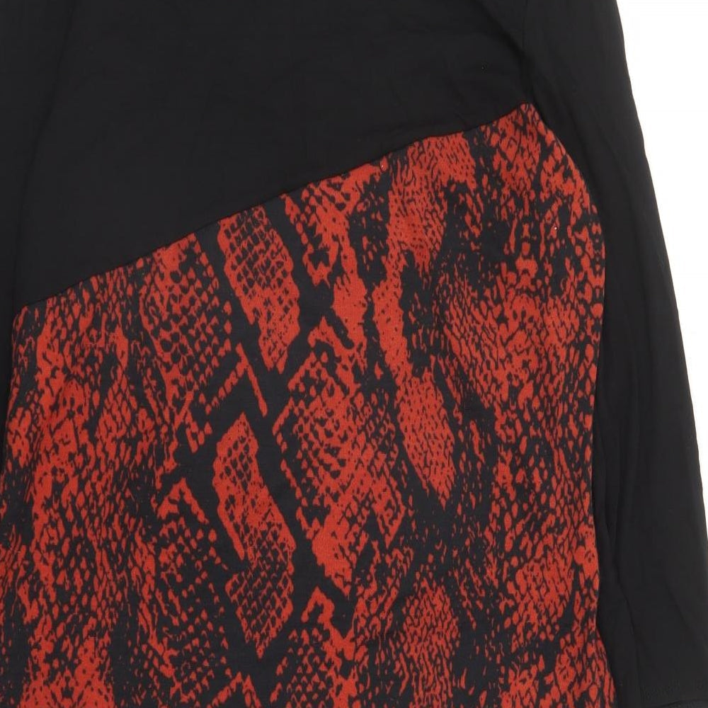 Saloos Womens Black Animal Print Polyester A-Line Size 14 Round Neck Pullover - Snakeskin Pattern