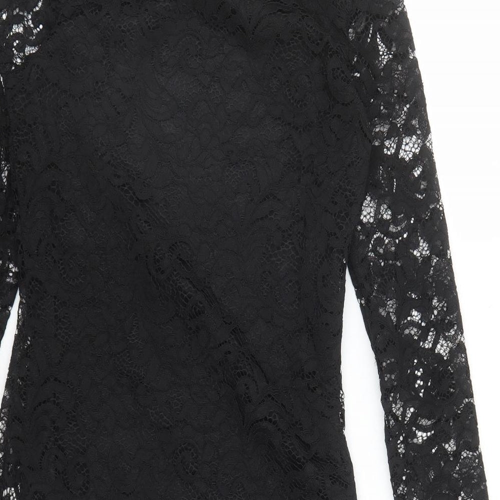 Mela London Womens Black Geometric Polyester Bodycon Size 10 Round Neck Pullover