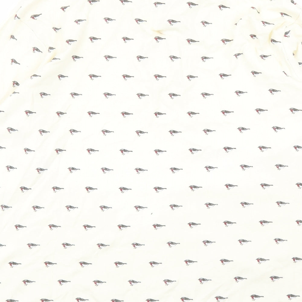 Cotton Traders Womens Ivory Geometric 100% Cotton Basic Polo Size M Collared - Robin Pattern