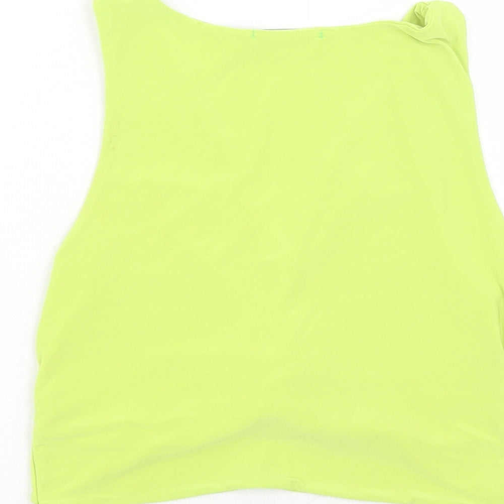 PRETTYLITTLETHING Womens Green Polyester Cropped Tank Size 10 V-Neck
