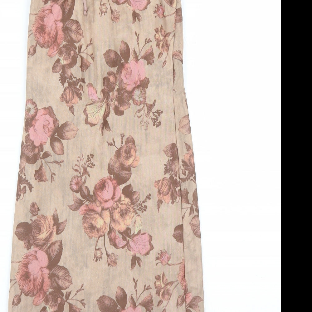 Motel Womens Brown Floral Polyester Mini Size XS Round Neck Pullover