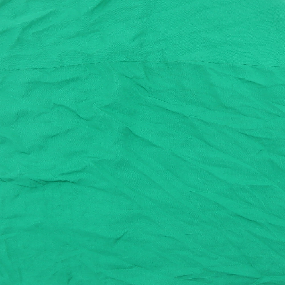 Zara Womens Green Viscose Basic Button-Up Size S Round Neck - over
