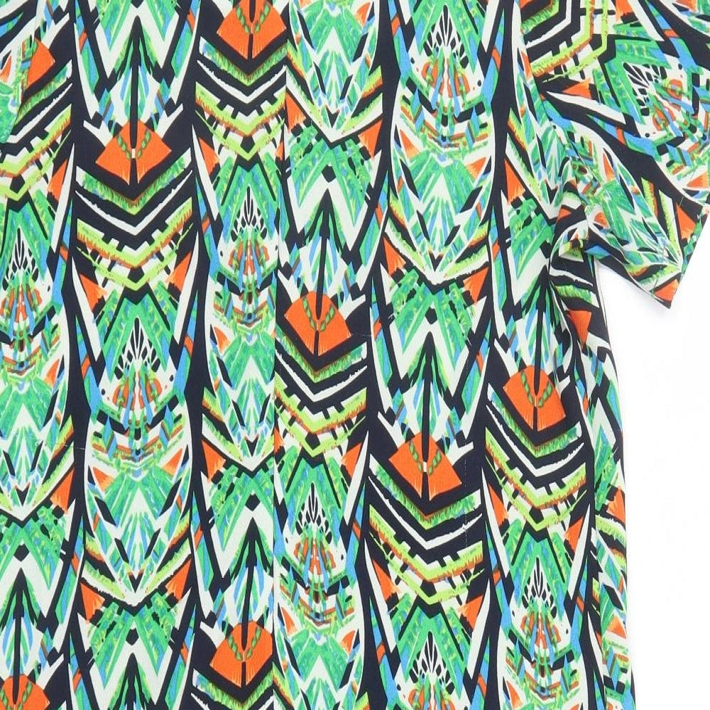 Cameo Rose Womens Multicoloured Geometric Polyester A-Line Size 12 Round Neck Zip