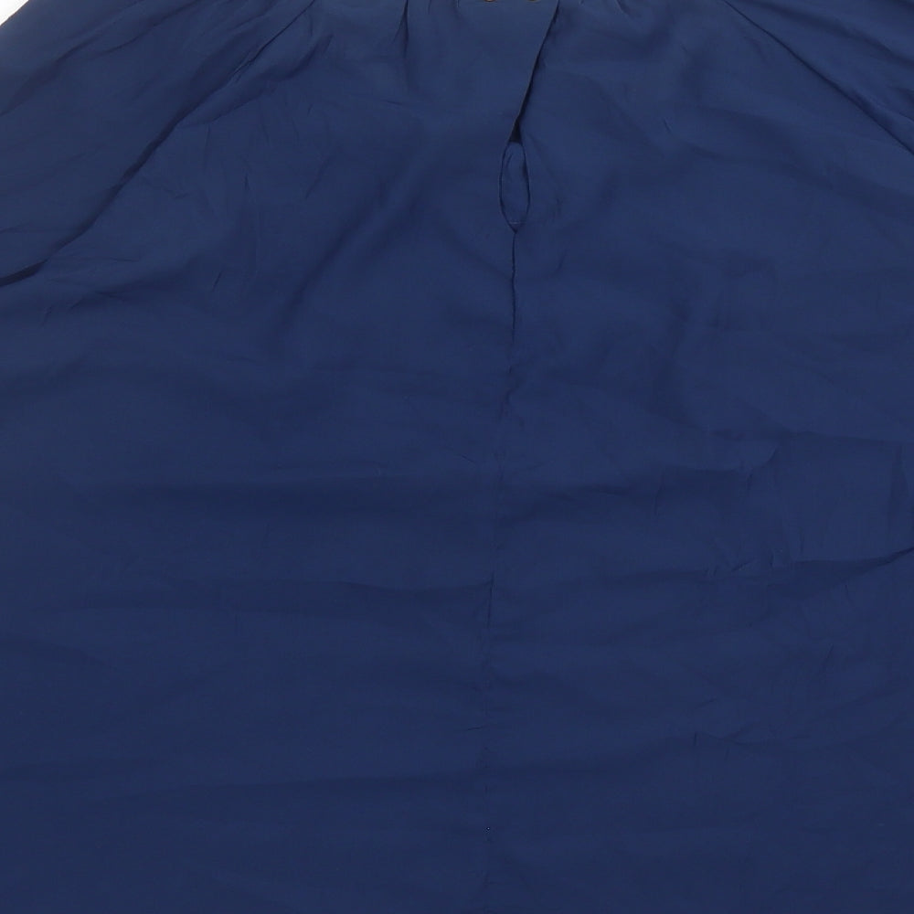 Mango Womens Blue Polyester Basic Blouse Size M Round Neck