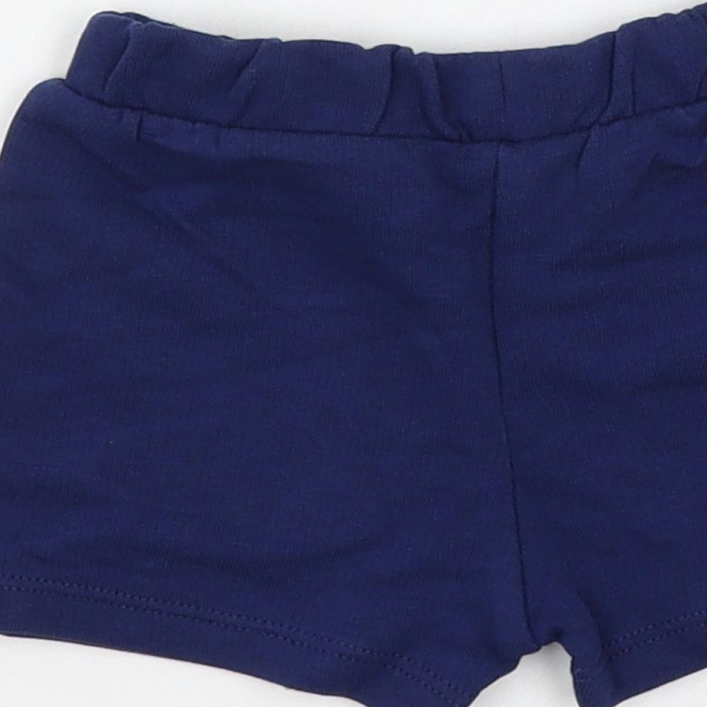 Marks & Spencer Baby Blue Cotton Cropped Trousers Size 0-3 Months Drawstring