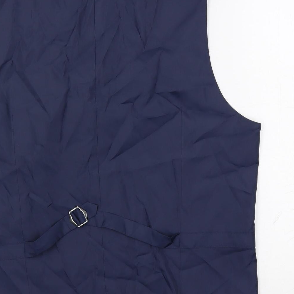 Marks & Spencer Mens Blue Polyester Jacket Suit Waistcoat Size 40 Regular