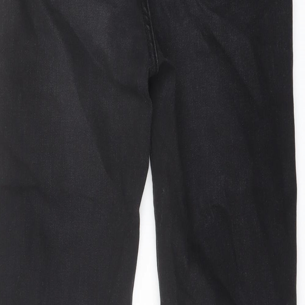 Marks & Spencer Womens Black Cotton Straight Jeans Size 10 L25 in Regular Button