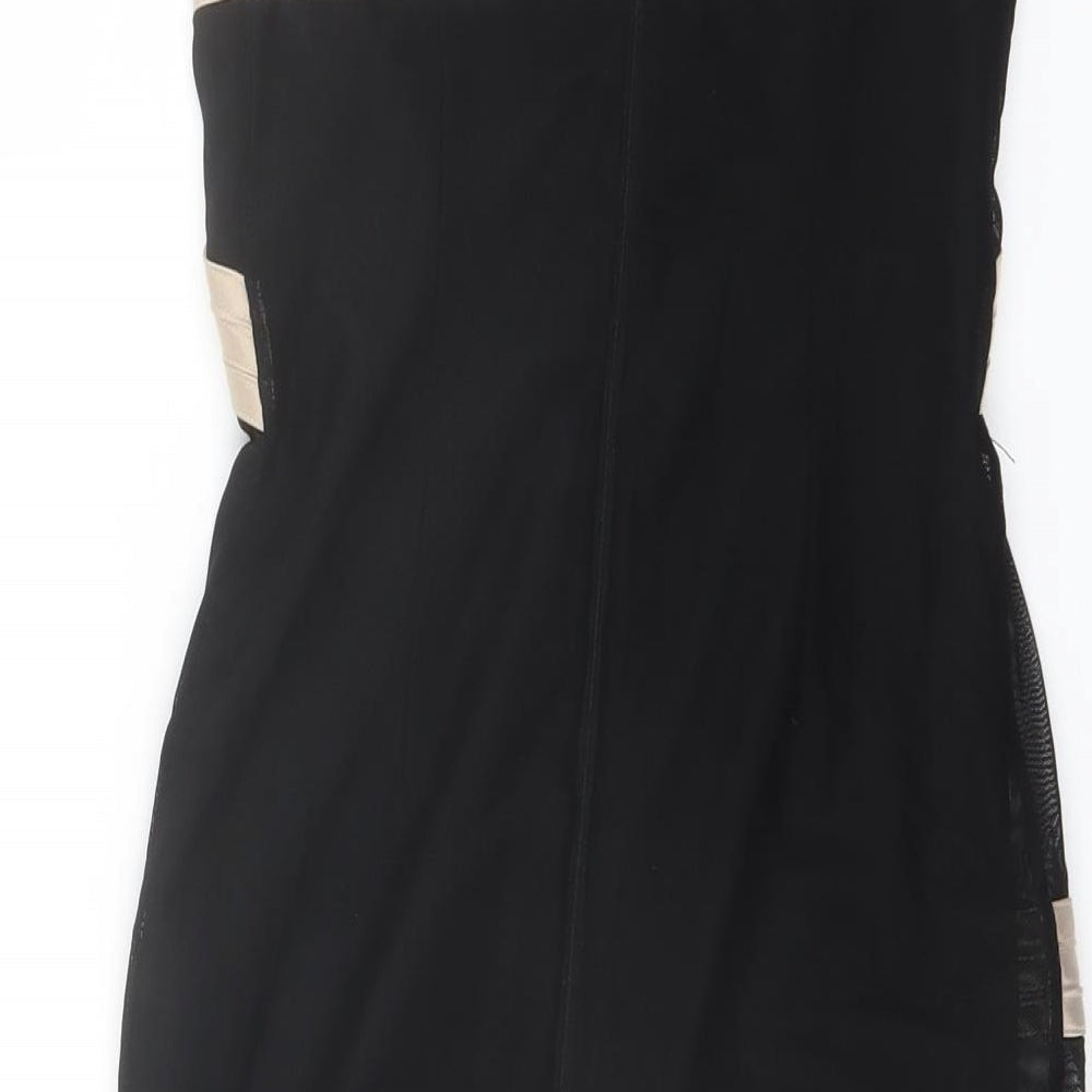 ASOS Womens Black Polyester Mini Size 6 Off the Shoulder Zip