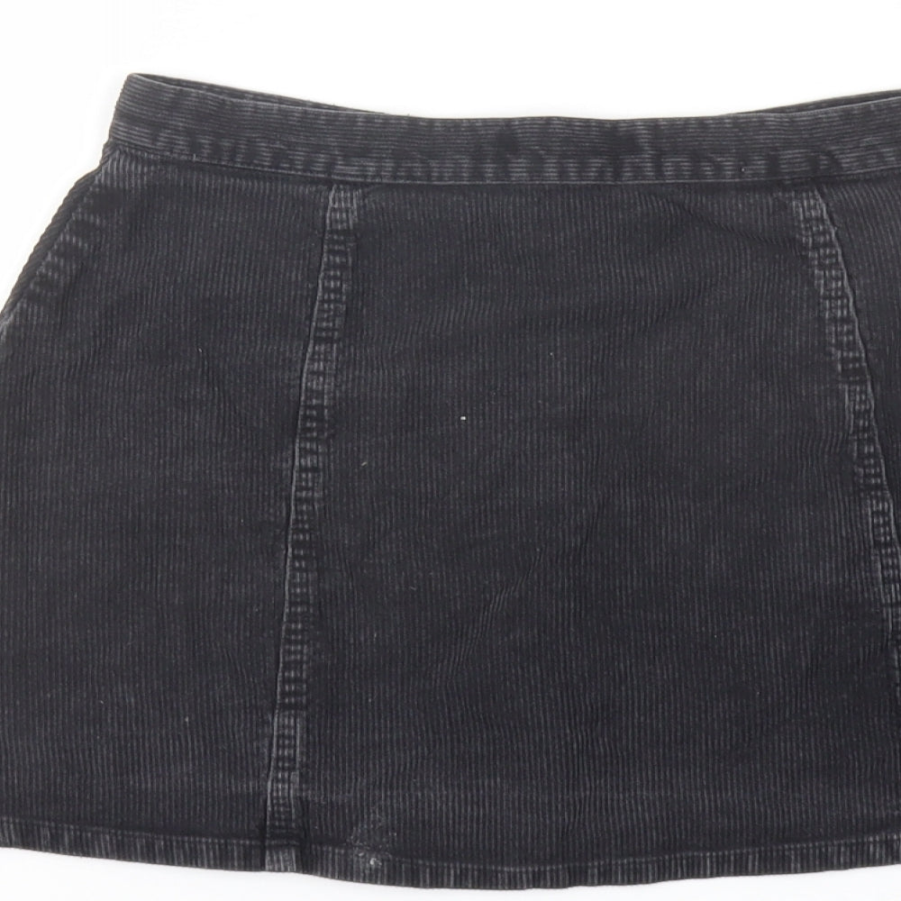 Cooperative Womens Grey Cotton A-Line Skirt Size S Button