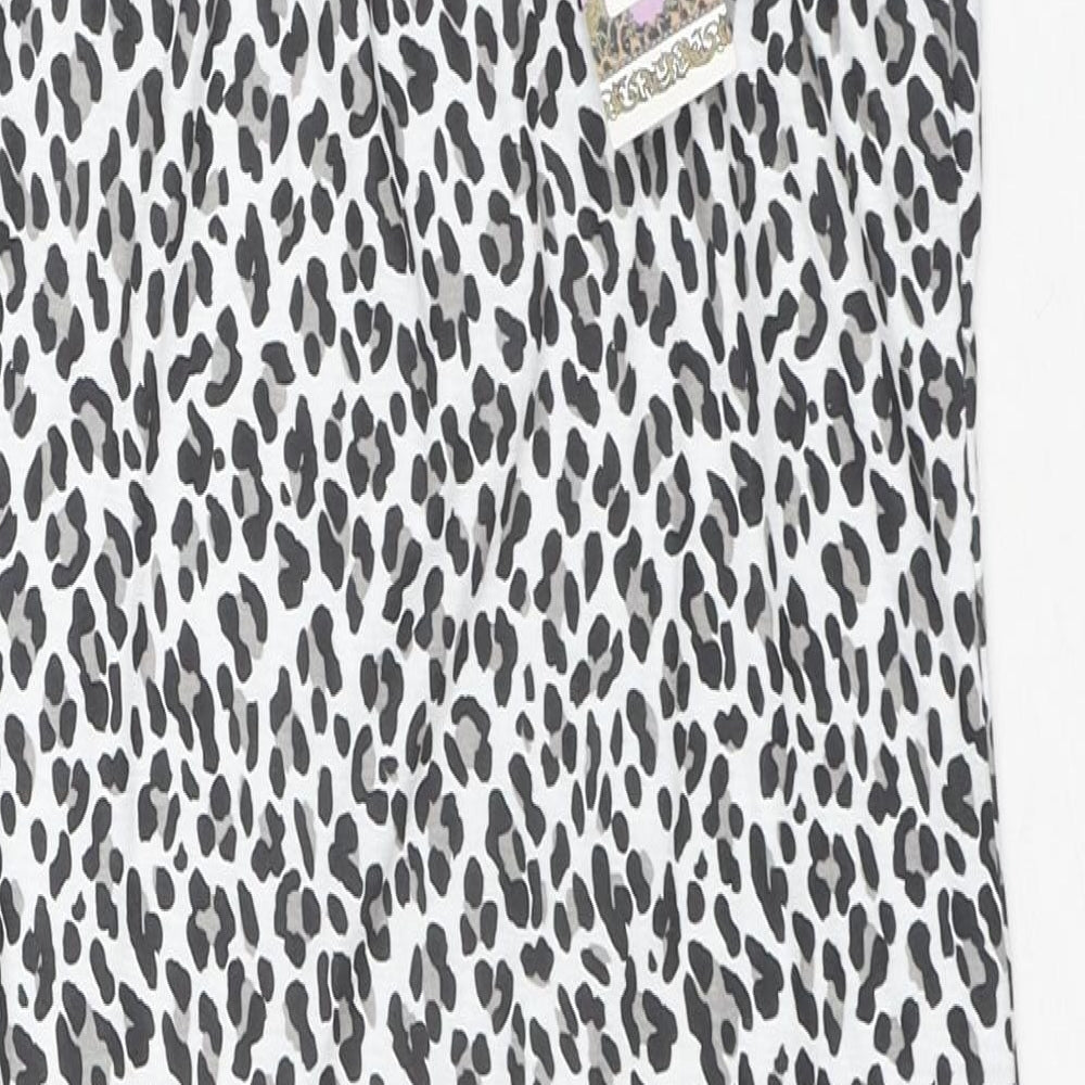 Boohoo Womens Multicoloured Animal Print Cotton Tank Dress Size 10 V-Neck Pullover - Side Slit(s)