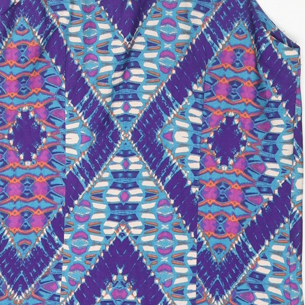 New Look Womens Multicoloured Geometric Polyester Basic Tank Size 12 Square Neck