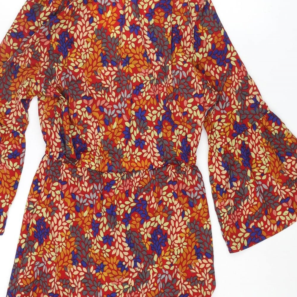 Jubylee Womens Multicoloured Geometric Viscose A-Line Size S V-Neck Pullover - Floral Print Size S-M